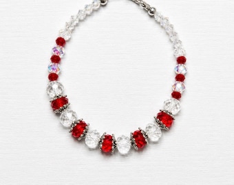 Pulseira artesanal de cristal vermelho