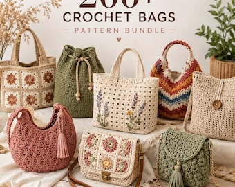 Pacchetto di modelli per borsa all'uncinetto, modello Grandma Square a tracolla (download in PDF)