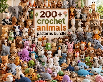 200+ Häkeltiermuster-Bundle | Amigurumi PDF Pattern | Tiere häkeln für Anfänger | Sofortdownload | Kuscheltier häkeln