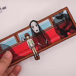 Anime Embroidered Iron-on Patch - Spirit Train Journey Scene Large Badge