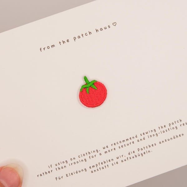 Geborduurde tomatenpatch, opstrijkbare groenteappliqué, mini-cadeau tuinman