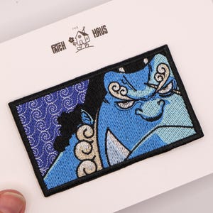 Anime Embroidered Iron-on Patch - Blue Fishman Warrior Manga Panel Badge