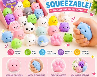Ensemble de jouets spongieux kawaii | Pack anti-stress animal | Balle anti-stress
