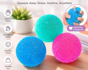 Balle anti-stress bleue pour soulager l'anxiété, jouet sensoriel spongieux, balle anti-stress pour les mains, jouet anti-stress pour enfants et adultes, balle anti-stress de bureau