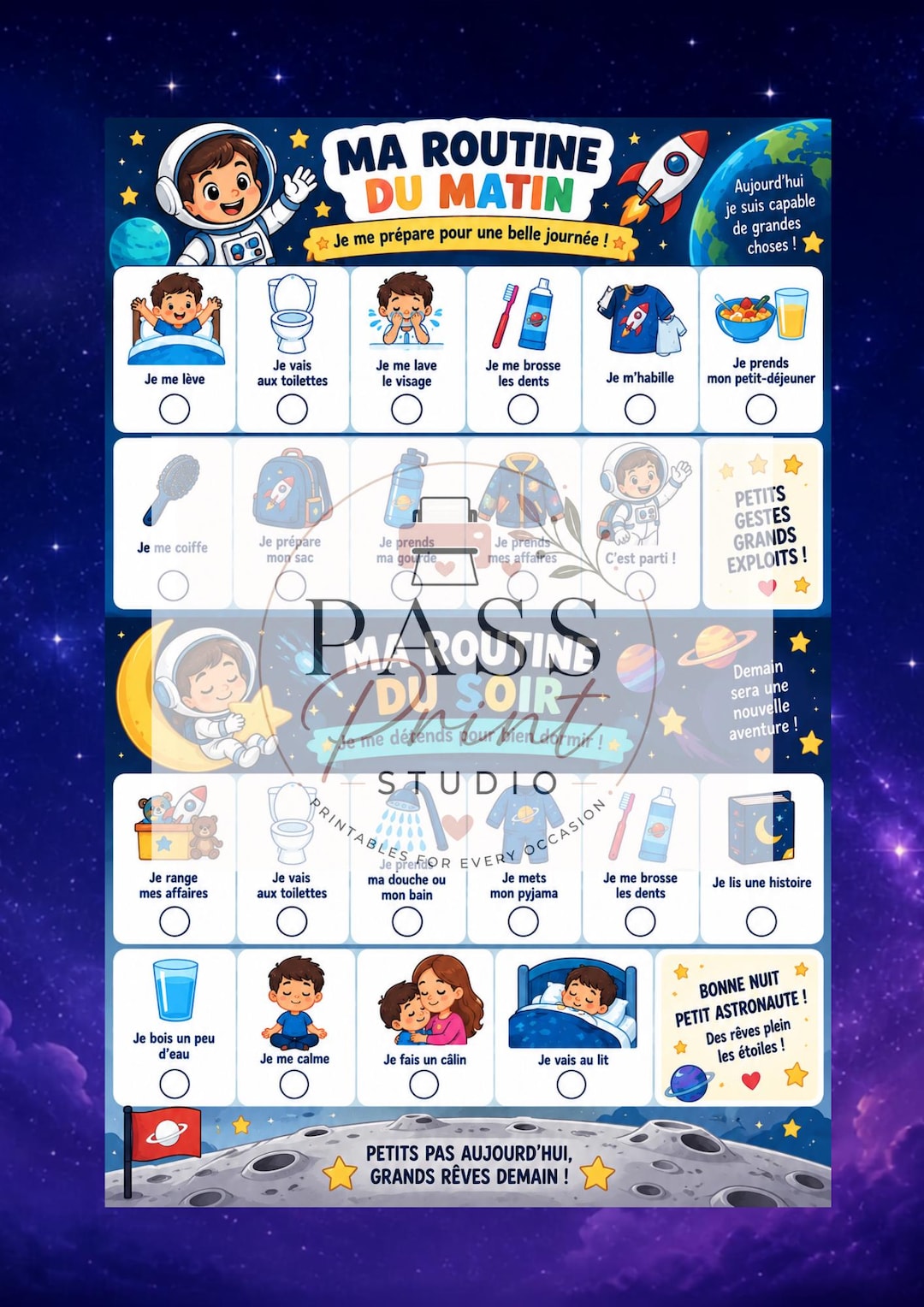 Visual Routine Example For Preschoolers Children's Morning and Evening Routine | Children's Routine Chart ...