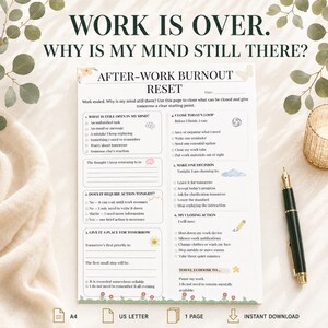 Arbeitsblatt zur Burnout-Bewältigung nach der Arbeit – Tägliche Abschalt-PDF (Sofort-Download)