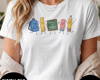 Back to School PNG SVG, Cute School Supplies Teacher Kids Shirt Design, First Day of School Graphic, Digital Download