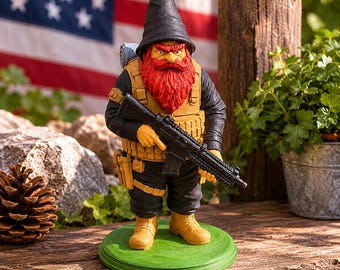 Tactical Garden Gnome STL File – 3D Print Ready – Funny Military Gnome – Printable Garden Art Decor Gift for Dad Men