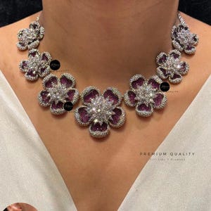 Collier ras-de-cou floral rouge rubis, serti de cristaux CZ, parure de bijoux de mariée étincelante, mariage indien