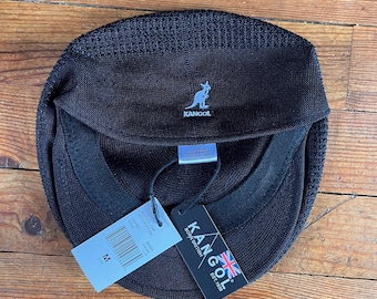Kangol Black Beret Hat with White Embroidery, Model 504, New with Tags