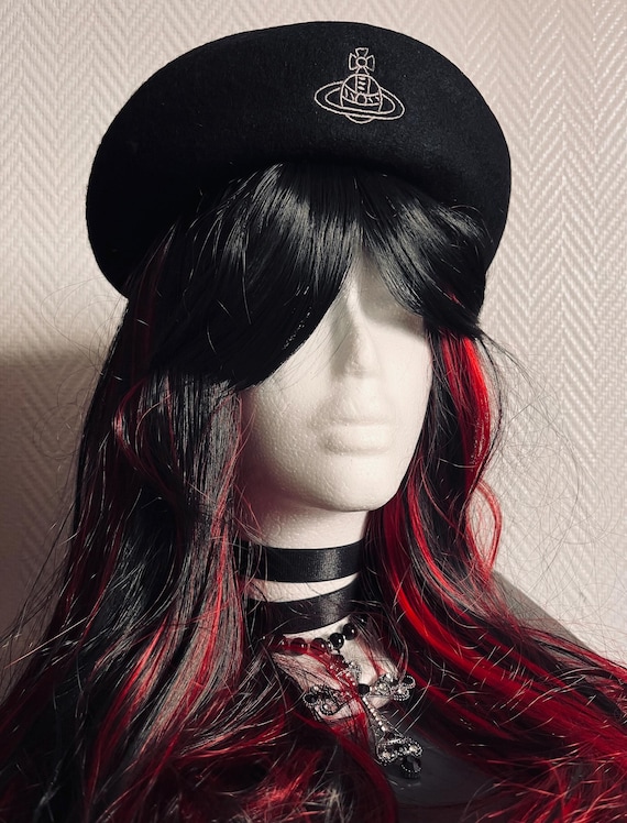 Vivienne Westwood Black Wool Beret Hat With Nana Saturn Planet Orb