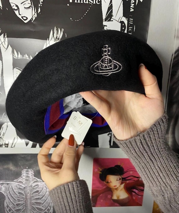 vivienne westwood ミルキーウェイ ベレー帽 NANA Vivienne Westwood Black Wool Beret Hat With Nana Saturn Planet Orb