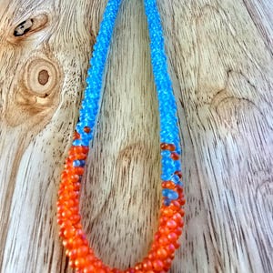 Handmade Teardrop Glass Beaded Necklace: Fire and Ice Bohemian Style