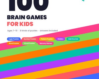 100 Denkspiele für Kinder von 7-10 Jahren, druckbares Rätselbuch (digitaler Download)