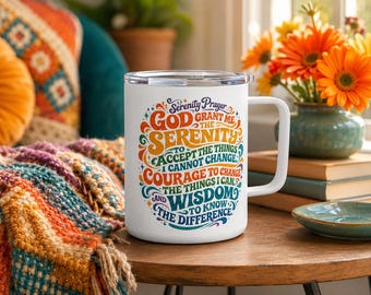 Serenity Prayer Camper Mug | Recovery, Sobriety, AA, Sponsor Gift