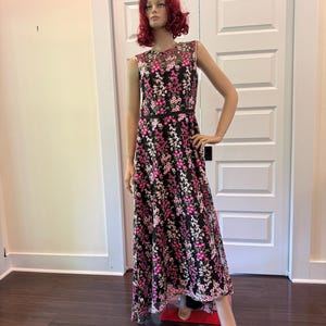 tahari floral embroidered dress Tahari black embroidered floral dress, size 4