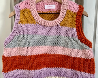 Chunky hand knit sweater vest