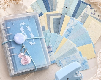 Ringband-junkjournaalkit | Plannerset transparant met plakboekpapier en bijpassende perforator