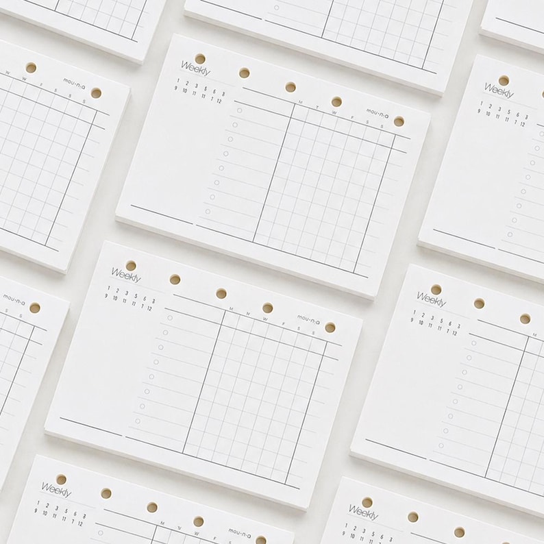 A7 Weekly Planner Inserts, 6‑hole Loose Leaf Refills, 120gsm Paper for ...