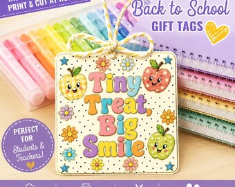 Back to School Apple Treat Tags, Tiny Treat Big Smile Classroom Favor (Digital Download)