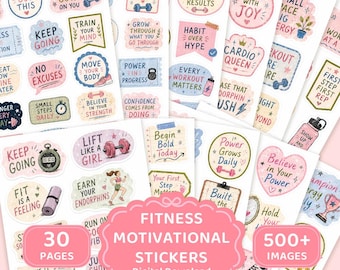 Printbare fitnessmotivatie stickers, positieve gym quote (digitale download), stickers voor je workoutplanner