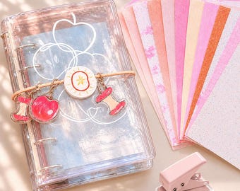 Ringband-junkjournaalkit | Transparante plannerset voor mappen met decopapier en enkele perforator + gratis cadeau 100+ items alles-in-één
