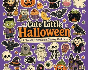Retro Halloween Journal Stickers, Vintage Cartoon Characters, Ephemera (PDF Download)
