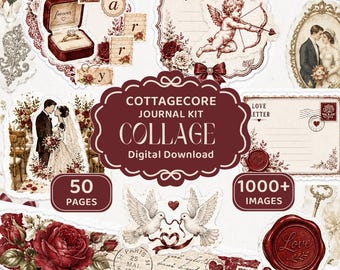 Collagekit sticker bruiloft thema: meer dan 1000 vintage illustraties inbegrepen (digitale download)