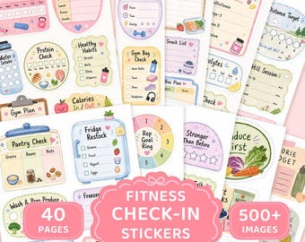 Fitness Check-In Stickers, Workout Planner, Health Tracker (Digital Download)