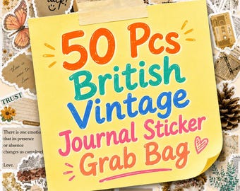 50-delige tas voor Britse vintage dagboeksticker, retro plakboekdecoratie
