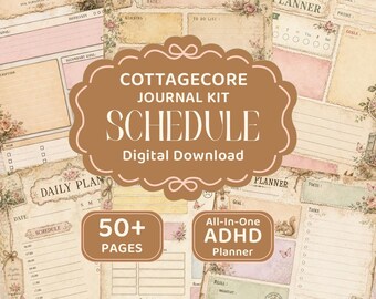 Minimalistische vintage dagelijkse planner afdrukbaar – ongedateerd weekschema, pdf-doelen stellen en gewoontetracker, instant digitale download