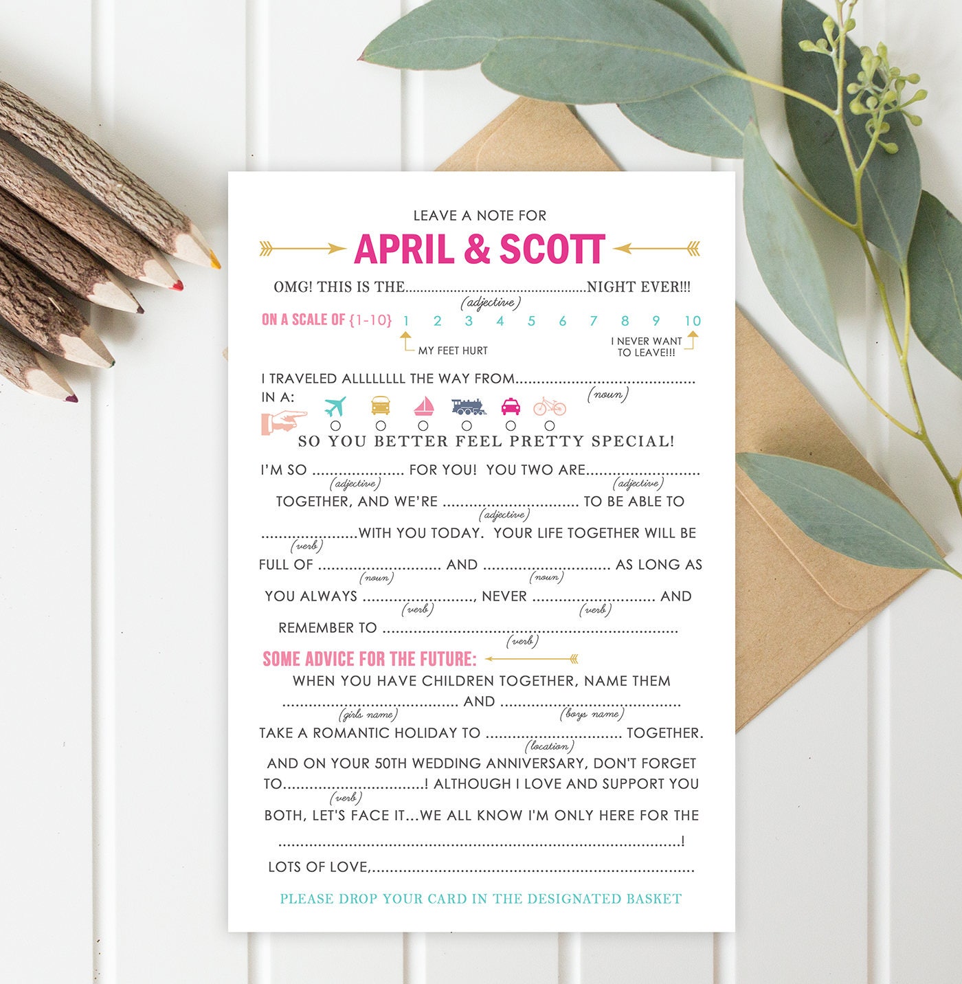 NEW Wedding Mad Libs Printable and Editable PDF Template | Etsy