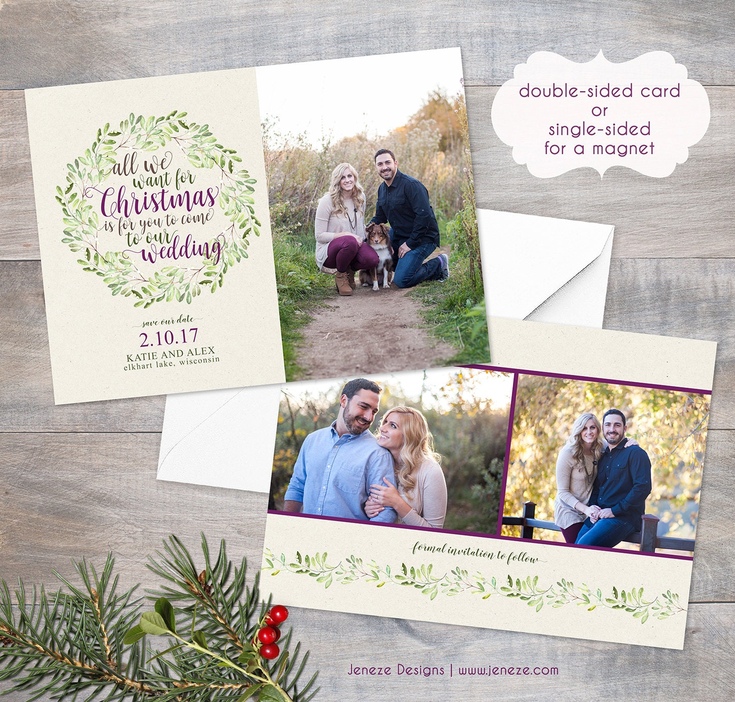 Holiday Photo Save The Date Card Say Merry Christmas And Etsy