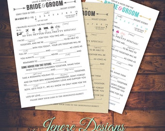 Wedding Mad Libs Advice Card - Printable Design - Instant Download - Wedding Fun - Day of Fun - Wedding Advice - For the Bride and Groom