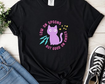 Funny Cat Spoon Theory Shirt, Chronic Illness Humor Tee, Autoimmune Warrior Gift
