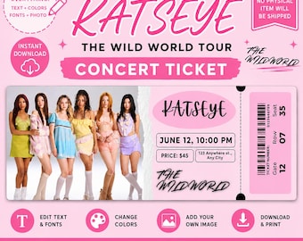 KATSEYE The Wild World Tour Concert Ticket Template | Fully Editable Canva Ticket | Custom KATSEYE Keepsake Ticket | Digital Download