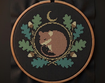 Dormouse Counted Cross Stitch Pattern PDF | Gothic Cottagecore | cottagecore | Instant Download