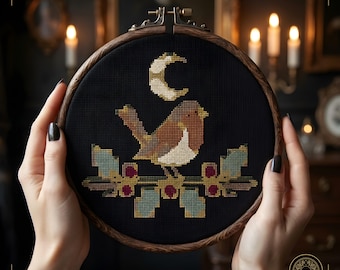 Robin Counted Cross Stitch Pattern PDF | Gothic Cottagecore | cottagecore | Instant Download