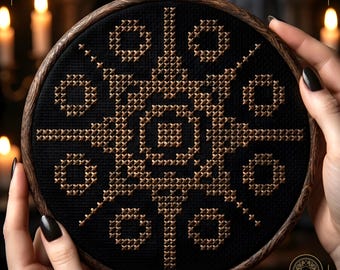 Mini Rose Window Blackwork Cross Stitch Pattern PDF | Gothic Celestial | mini cross stitch | Instant Download