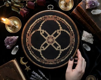 Mini Quatrefoil Blackwork Cross Stitch Pattern PDF | Gothic Celestial | mini cross stitch | Instant Download