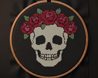 Gothic Cross Stitch Pattern PDF | Halloween Cross Stitch | Skull Cross Stitch | Whimsigoth | Instant Download