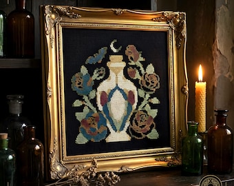 Poison Bottle Counted Cross Stitch Pattern PDF | Gothic Vampire | gothic cross stitch | Instant Download