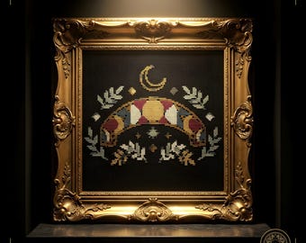 Moon Phases Counted Cross Stitch Pattern PDF | Gothic Gothic | gothic cross stitch | Instant Download