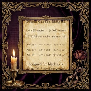 Gothic Cross Stitch Pattern PDF, Poison Garden Sampler Chart | Nine Poisonous Plants | Witchy Botanical Cross Stitch, Instant Download image 6