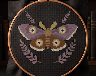 Emperor Moth Cross Stitch Pattern PDF | Gothic Cross Stitch | Gothic Moth | Instant Download