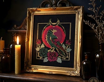 Raven Moon Counted Cross Stitch Pattern PDF | Gothic Vampire | gothic cross stitch | Instant Download