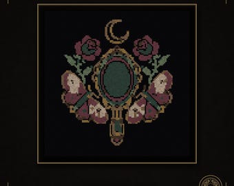 Dark Mirror Counted Cross Stitch Pattern PDF | Gothic Gothic | gothic cross stitch | Instant Download