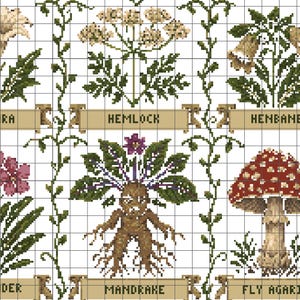 Gothic Cross Stitch Pattern PDF, Poison Garden Sampler Chart | Nine Poisonous Plants | Witchy Botanical Cross Stitch, Instant Download image 4