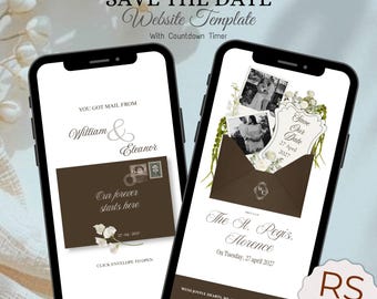 Espresso Brown Wedding Website Template | Editable Canva Digital Invitation | RSVP & Countdown Timer | Old Money Luxury Wedding Site
