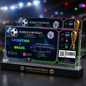 Plantilla de entrada para la Copa Mundial de la FIFA 2026 / Regalo de recuerdo de fútbol editable para él / Imprimible en Canva / Descarga instantánea